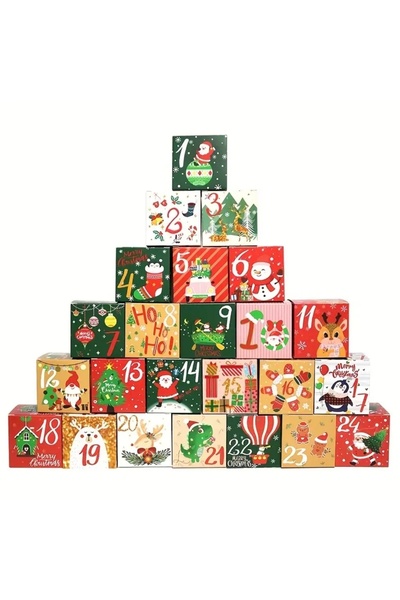 Kutumania 24 Adet Yılbaşı Temalı Eğlenceli Desenli Renkli Hediyelik, Şeker ve...