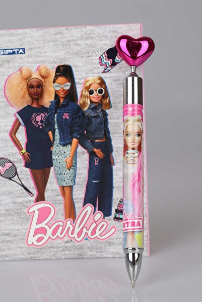 Barbie Licensed Lined Notepad and Heart Head Tip Pen 0.7 Mm 2-Piece