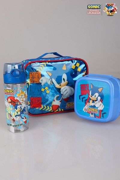 Disney Licensed Sonic " Feeding Set " 2 Layer Lunch Box, Lunch Box and 500 ml Tritan Flask
