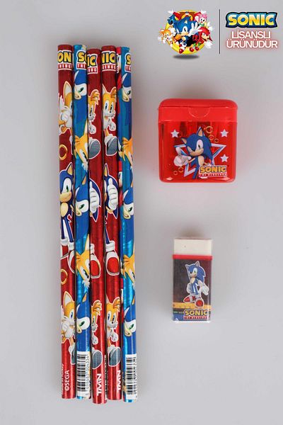 Sonic LICENSED SONIC 5-PIECE PENCIL, ERASER AND PENCILER SET