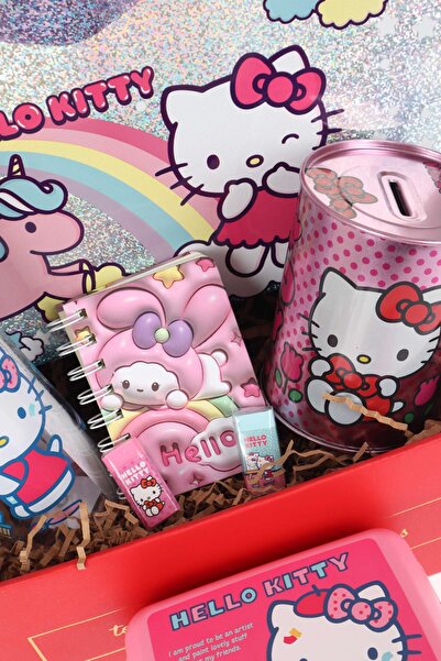 Hello Kitty DEKOMUS İLE ÖZEL KUTULU LİSANSLI HELLO KITTY MATARA VE BESLENME KABI İLE KIRTASİYE OKUL SETİ