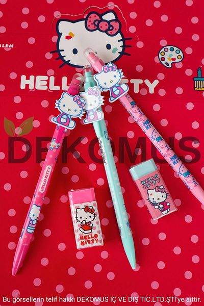 Hello Kitty قلم Hello Kitty New Season المرخص ذو الشكل ثنائي الأبعاد ذو الرأس المتعدد 0.7 مم ومجموعة الممحاة