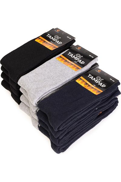 TAMPAP Ανδρικές χειμερινές χοντρές κάλτσες Terry Socks 6 Pack Tampap