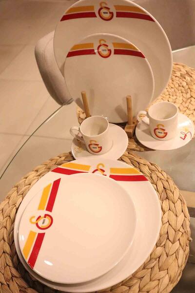 Galatasaray Lisanslı 2 Kişilik Porselen Yemek Takımı Ve Fincan Takımı Seti