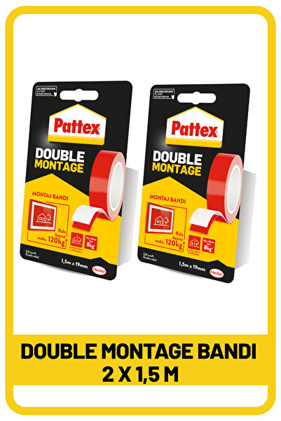 Pattex Tape Double Montaj 120 Kg X 2 Adet | Güçlü Yapışkan Ve Dayanıklı