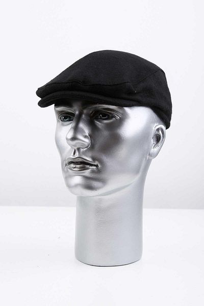Kravatkolik Black Plain Wool Men's Cap Hat Kst102