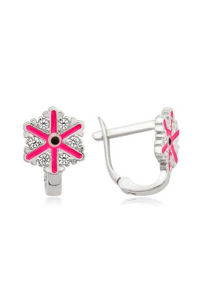 Skygo Pink Silver Snowflake - Kids Earrings