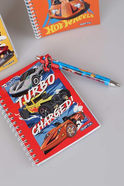 HOT WHEELS Bloc de note cu dungi A6 cu licență Hot Wheels Spiral pentru sezon nou și stilou cu vârf versatil de 0,7