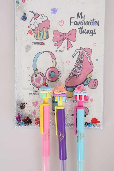 DEKOMUS İle Özel Tasarım Tekli Cupcake Başlıklı 0.7 Mm Versatil Uçlu Kalem