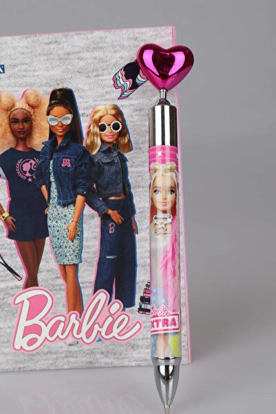 Barbie Licensed Lined Notepad and Heart Head Tip Pen 0.7 Mm 2-Piece