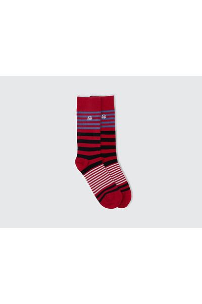 United Colors of Benetton Unisex Red Mix Patterned Socks