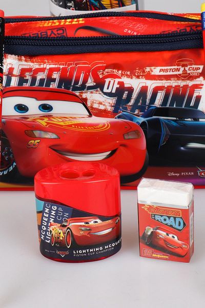 CARS 2 Pieces Pencil and Double Bias Pencil Sharpener and Eraser Set - Lisanls Cars