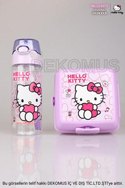 Hello Kitty Yeni Sezon Lisanslı 500 ml Trıtan Matara Ve 2 Katlı Beslenme Kabı Seti