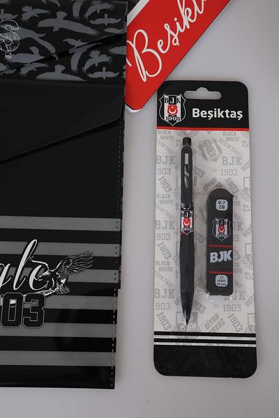 Beşiktaş Licensed A4 Spiral - 2 Plaids and 2 Lined Notebooks, Logo Eraser, Versatil Tip Pen