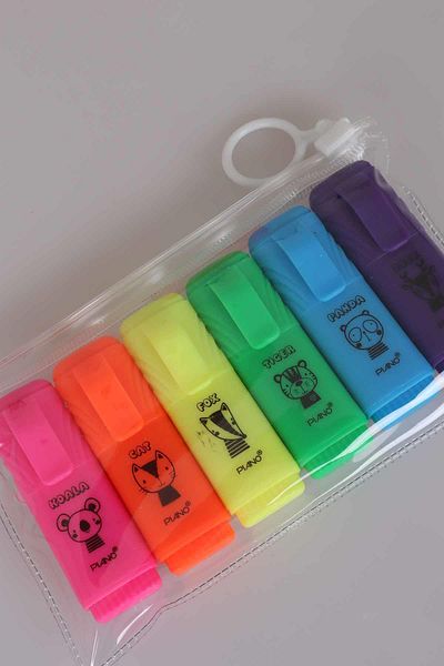 Piano Neon Color Mini Highlighter Set of 6