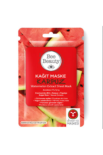 Bee Beauty Karpuz Desenli Kağıt Yüz Maskesi Arındırıcı B3 Papatya Cilt Tonu Eşitleyici Kağıt Maske