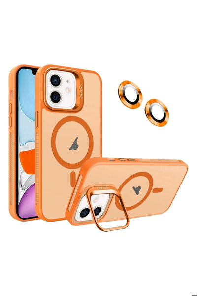 Caseji Apple Iphone 11 Uyumlu Kılıf Standlı Mat Magsafe Metal Tuşlu Kamera Le...