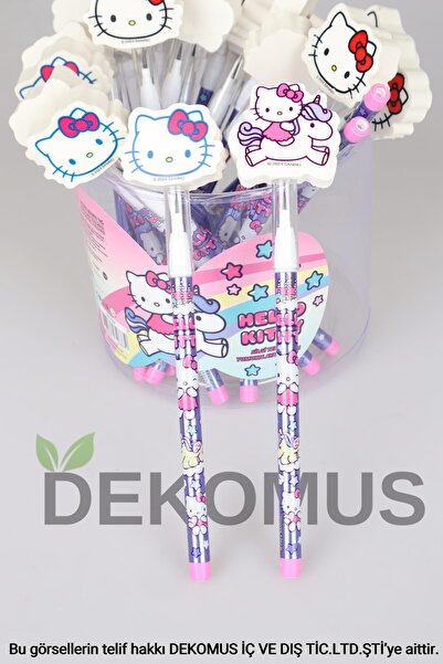 Hello Kitty Dekomus Ile Lisanslı Yumurtlayan Silgi Tepeli Kurşun Kalem