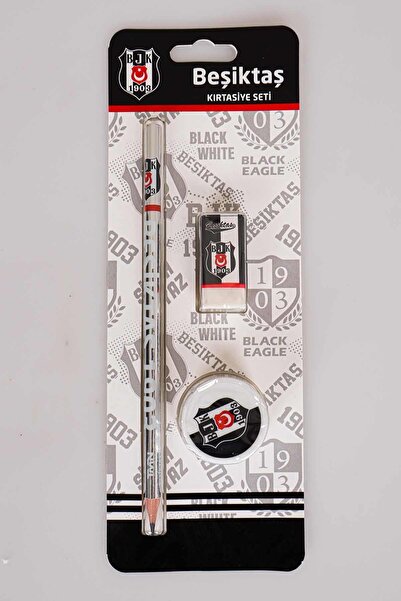 Beşiktaş LİSANSLI BEŞİKTAŞ 3'LÜ KIRTASİYE SETİ "KURŞUN KALEM,SİLGİ VE KALEMTR...