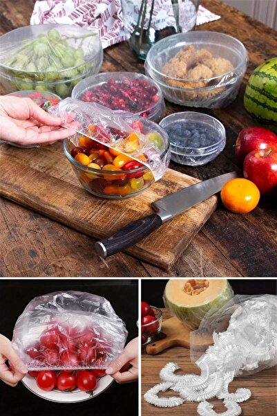 Buffer ® 100 Pieces Freshness Preserving Pots and Saucers Cap Multi-Purpose Disposable Disposable Plate Cap