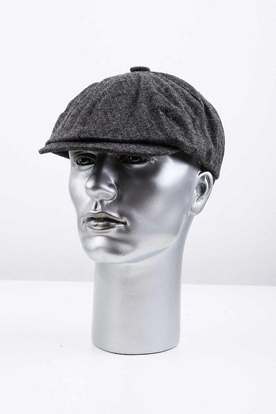 Kravatkolik Men's Cap Hat - Dark Grey, Plain Wool, Kst89