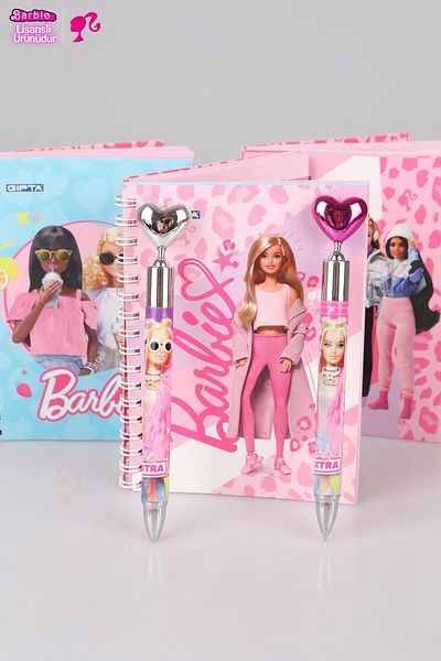 Barbie New Season Licensed Lined Notepad - 0.7 Mm, 2-Piece Memo Pad and Heart Head Tip Pen