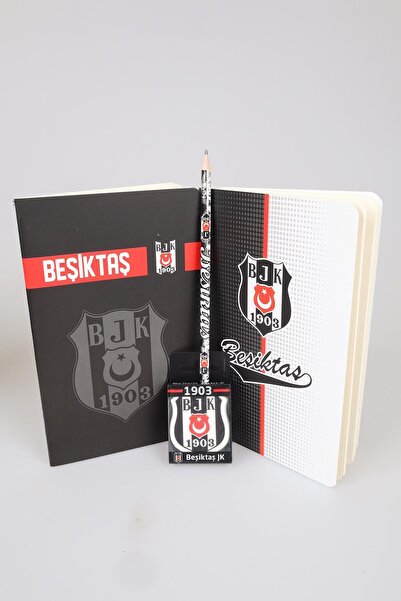 Beşiktaş Lisanslı Noktalı Defter,kurşun Kalem Ve Silgi Seti