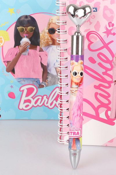 Barbie New Season Licensed Lined Notepad - 0.7 Mm, 2-Piece Memo Pad and Heart Head Tip Pen
