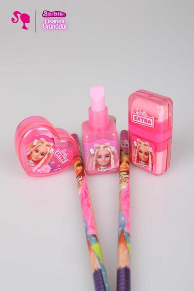 Barbie Lisanslı Barbıe Oje Tasarım Silgili Kalemtraş,2'li Kurşun Kalem,süpürg...