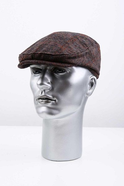 Kravatkolik Men's Checkered Brown Wool Cap - Kst74