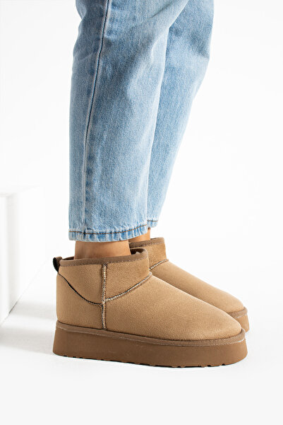 ALANCE Γυναικείες μπότες Moli Mini Suede με γούνα στο εσωτερικό και χοντρή σόλα