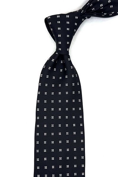 Kravatkolik Black Small Pattern Italian Silk Tie İk1687