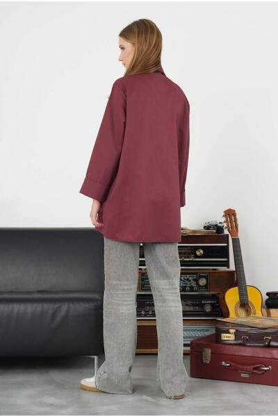 HEQA Burgundy Shirt - with Pocket Details