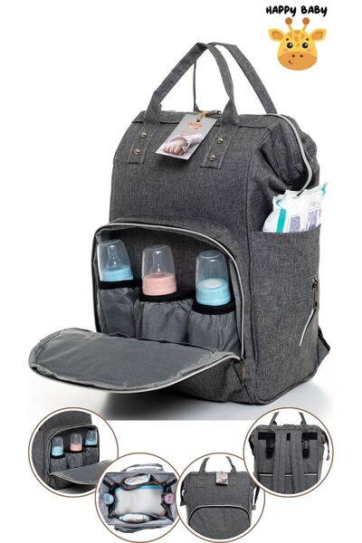 Sahra Stain Resistant Waterproof Mother Baby Care Backpack with Thermal Bottle Compartment and Hanger Apparatus
