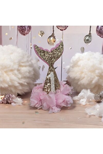 damlakidsmoda Kız çocuk denizkızı konsepti 1 yaş doğum günü huni şapka