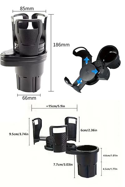 Buffer ®   Vehicle 360 Degree Rotating 2-Piece Cup Holder Opened Adjustable Cup Holder Apparatus