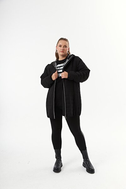 RMG Plus Size Toast Quilted Coat Black