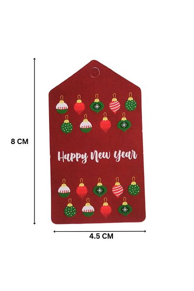 roco paper Christmas Themed Ornamental Globe Gift Tag and Packing Card - Happy New Year, 50 Pieces, 4.5X8 cm
