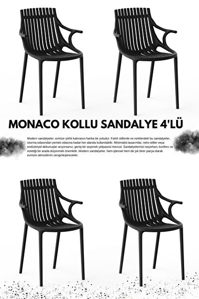 Daim Plastik MONAKO KOLLU  LÜX CAFE &  RESTAURANT  SANDALYESİ 4 Lü Set