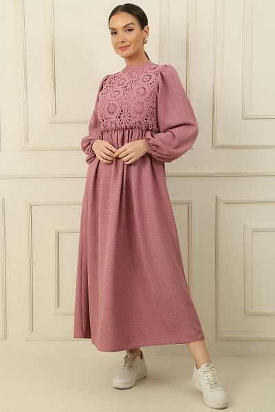By Saygı Rochie Lungă Efect In dantelă