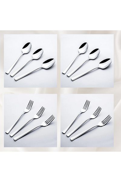 Nehir Katre 12 Pcs Set (6 Pcs of Spoon+6 Pcs of Food Forks)