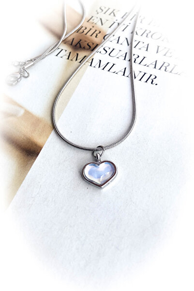 roshel Steel Silver Color Thin Chain Heart Embossed Steel Necklace