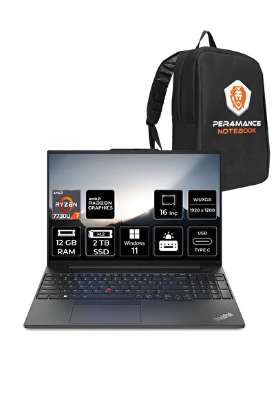 LENOVO ThinkPad E16 AMD Ryzen 7 7730U 12GB 2TB SSD 16" FHD W11H & PER4 Çanta