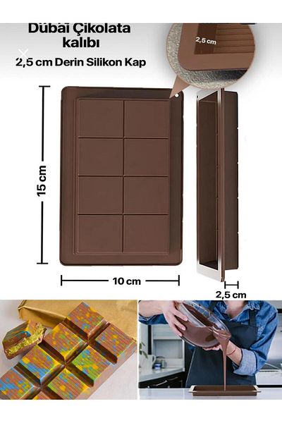 Ecolux Ecolux Dubai Chocolate Making Mold - 15X10Cm, 8 Compartments, Food-Fit, No Smell, Silicone
