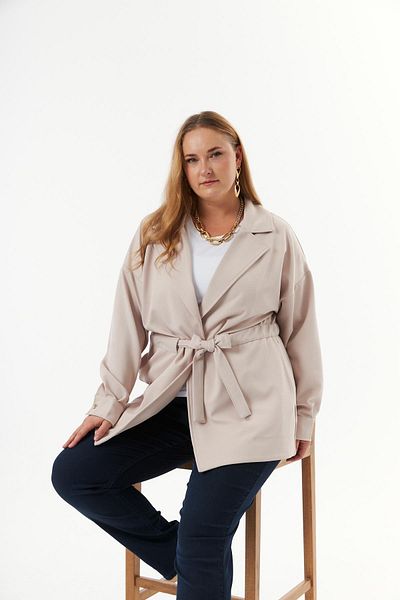RMG Cream Colored Plus Size Jacket - Waist Lace Detail