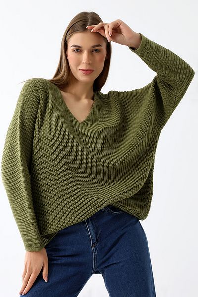 Devinka Women's Oversize Casual V-Neck Knitwear Sweater
