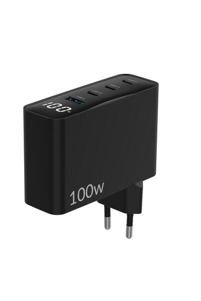 Juo 100w Gan Led Ekranlı 3 Type-c Usb-a Hızlı Şarj Cihazı Iphone & Macbook & Notebook Şarj Aleti