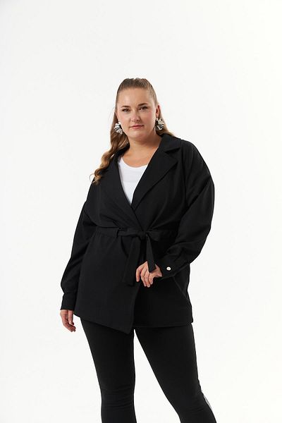 RMG Plus Size Black Jacket - Waist Lace Detail