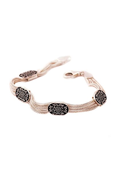 Sümer Telkari Hitit Motifli Hasır Gümüş Bileklik 1187