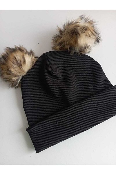 SÜSLÜ BEBİŞLER DÜNYASI Baby Children's Beret with Double Pompons